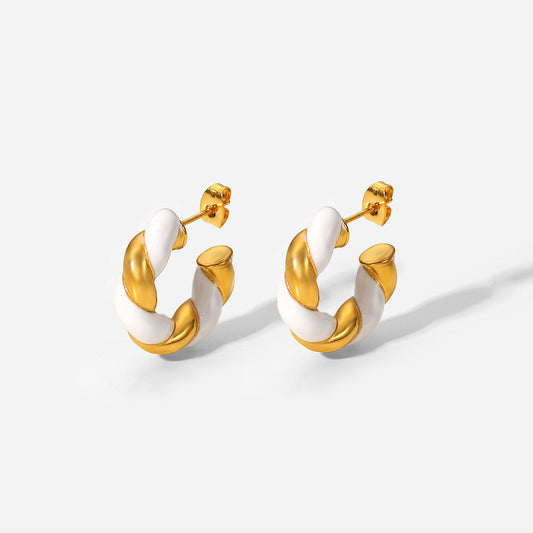 Ceramic Golden Twist Earrings