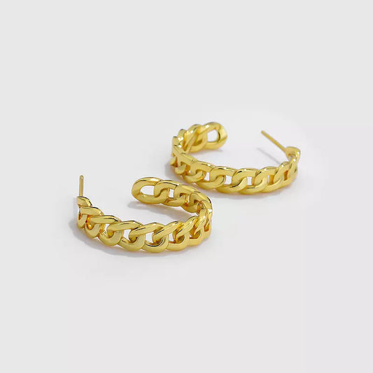 Gold Chain Open Hoop Earrings