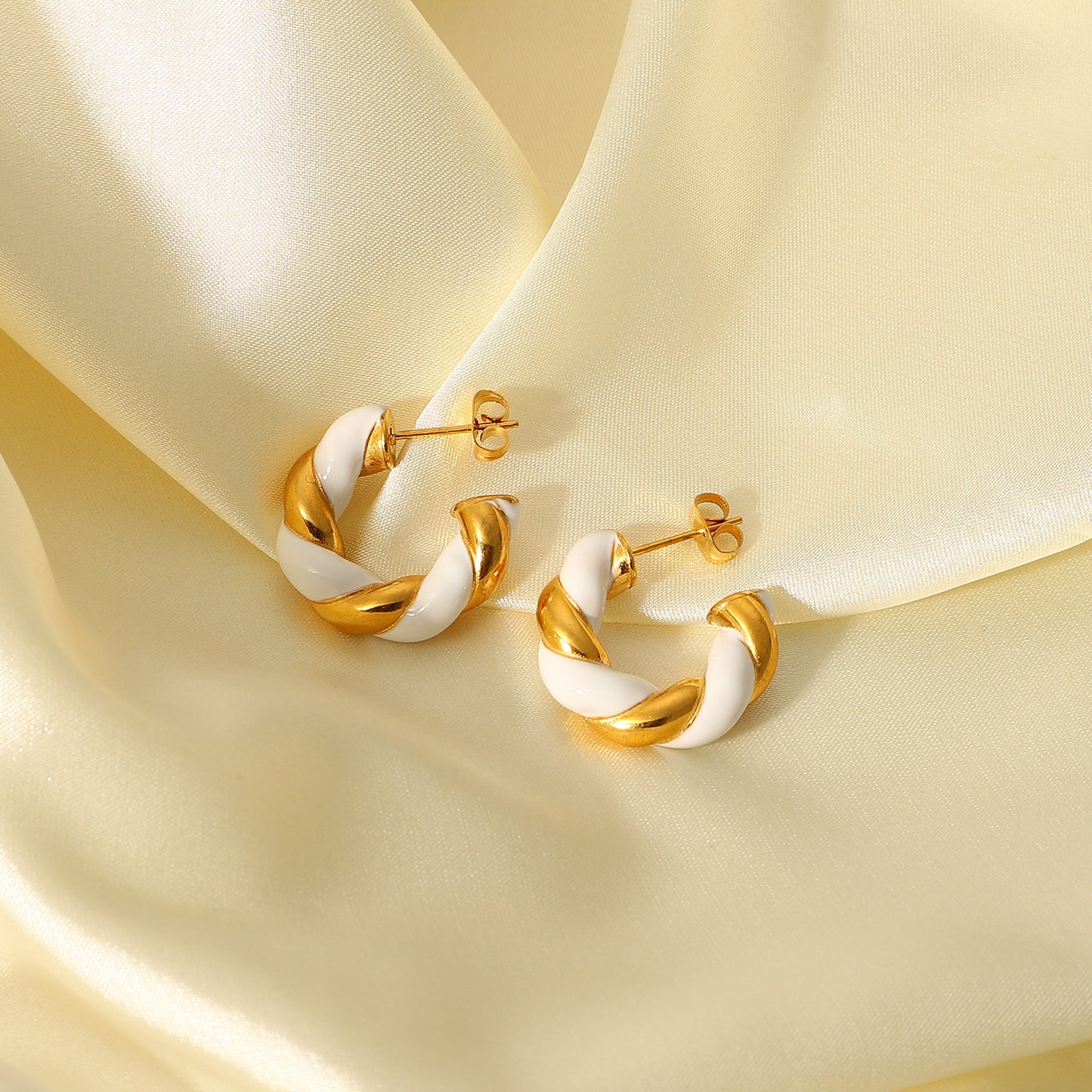Ceramic Golden Twist Earrings