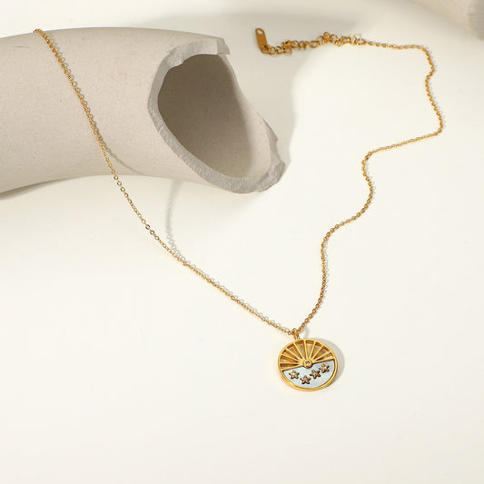 Sunset Stars Gold Necklace with Mother of Pearl